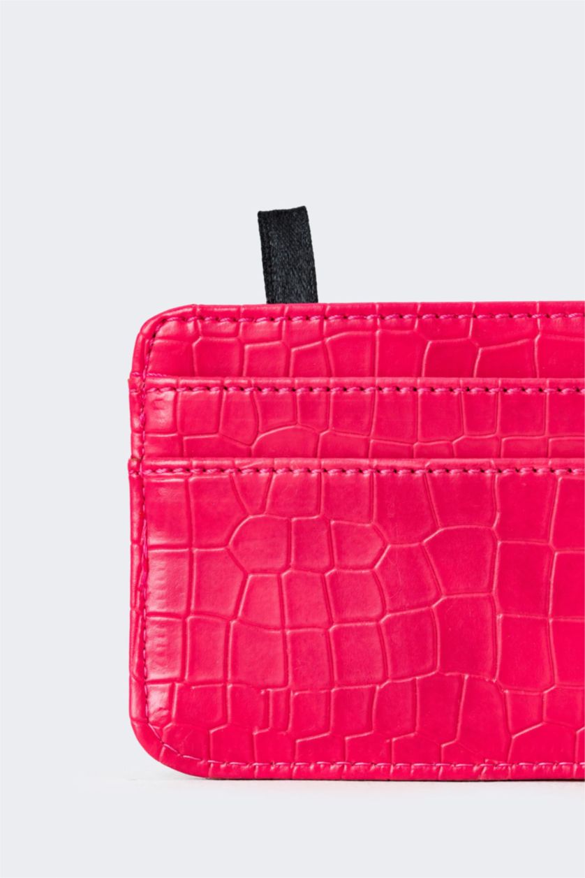 WOMAN Pink Woman Faux Leather Card Holder