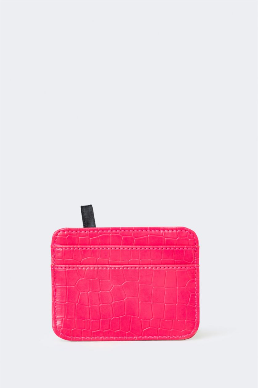 WOMAN Pink Woman Faux Leather Card Holder