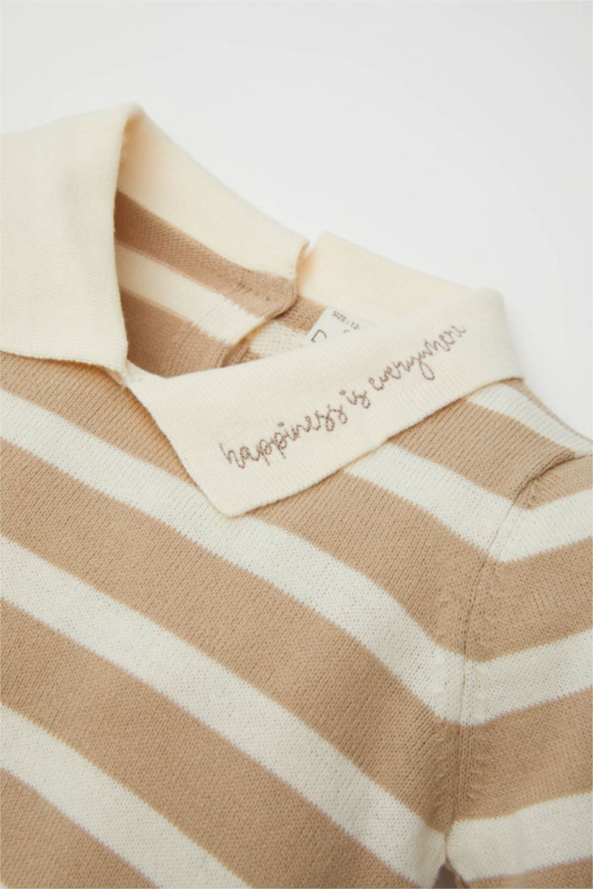 BÉBÉ FILLE Beige Clair Ensemble en tricot Pull rayé et Pantalon pour BéBé Fille