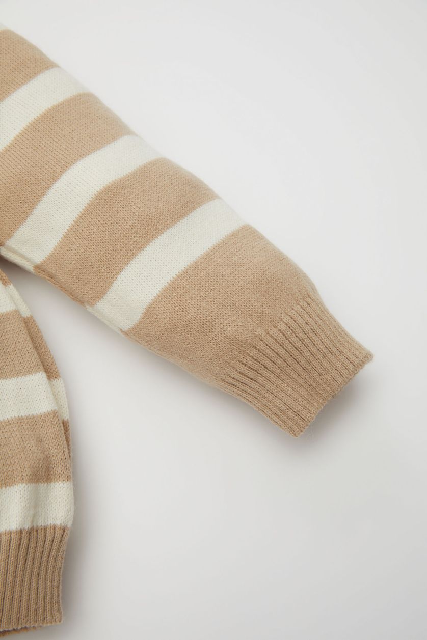 BÉBÉ FILLE Beige Clair Ensemble en tricot Pull rayé et Pantalon pour BéBé Fille