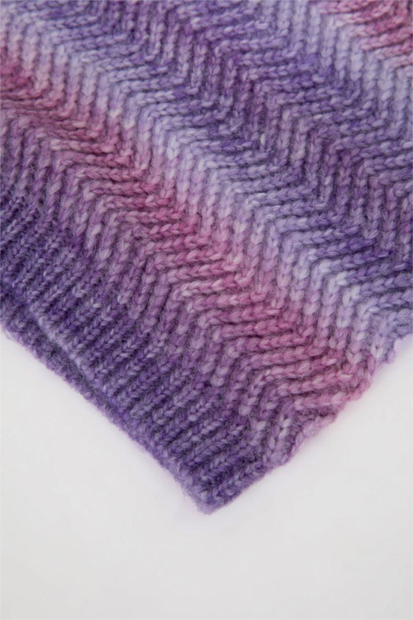 Kız Çocuk - Genç Kız Lila Kız Çocuk Degrade Baskılı Triko Atkı