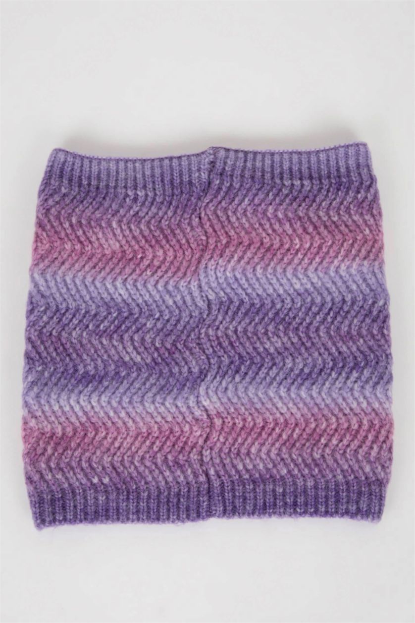 Kız Çocuk - Genç Kız Lila Kız Çocuk Degrade Baskılı Triko Atkı