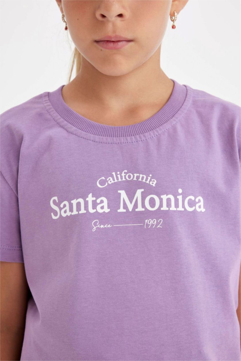 GIRLS & TEENS Plum Girl Crew Neck Printed T-Shirt