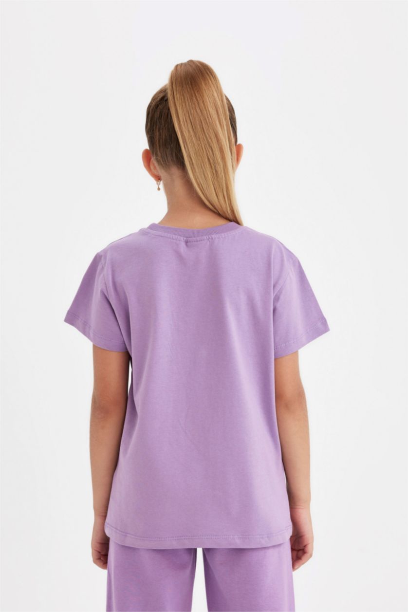 GIRLS & TEENS Plum Girl Crew Neck Printed T-Shirt
