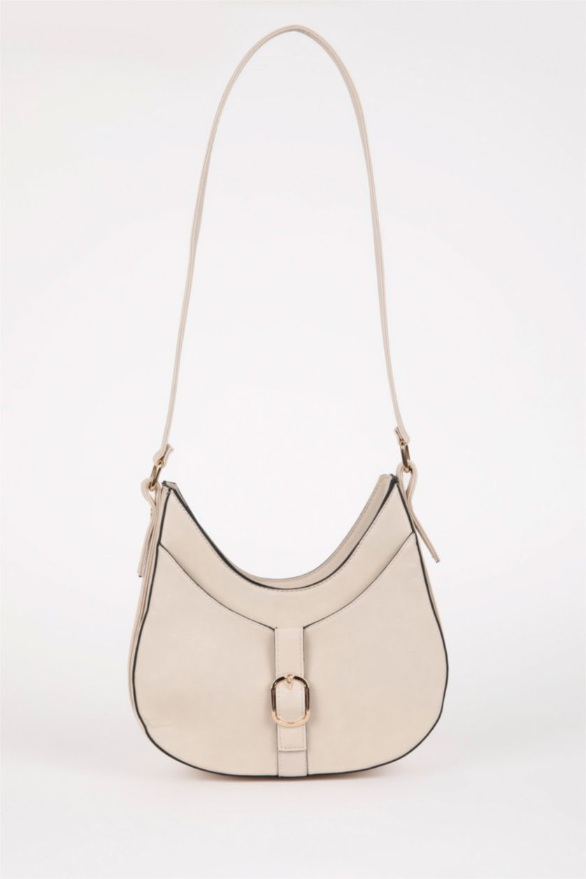 WOMAN Beige Woman Faux Leather Shoulder Bag