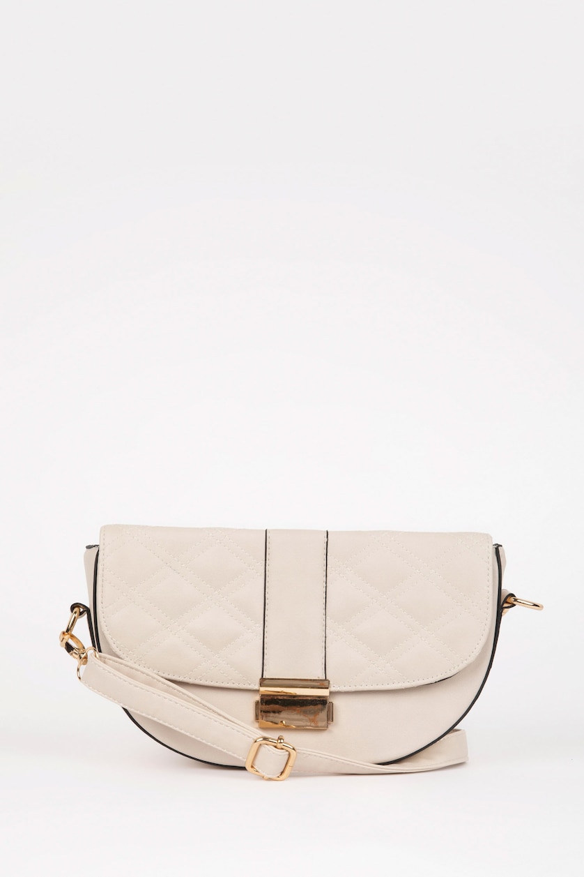 WOMAN Beige Faux Leather Crossbody Bag