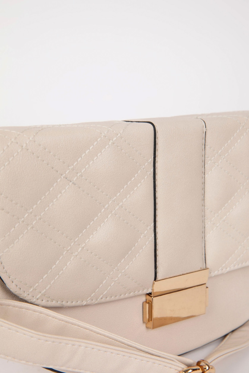 WOMAN Beige Faux Leather Crossbody Bag