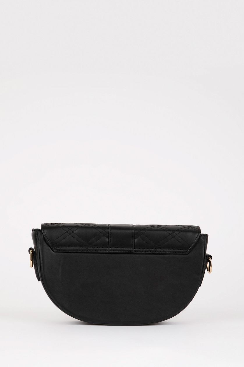 WOMAN Black Faux Leather Crossbody Bag