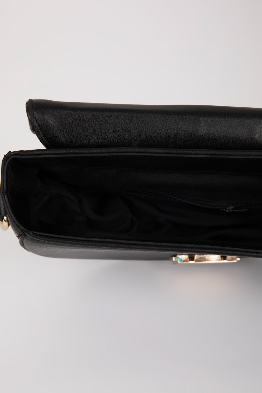 WOMAN Black Faux Leather Crossbody Bag