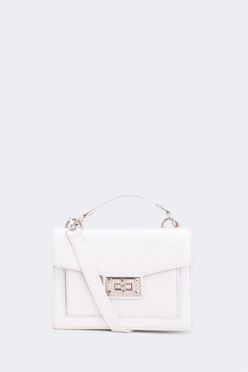 WOMAN White Woman Snakeskin Look Faux Leather Handbag