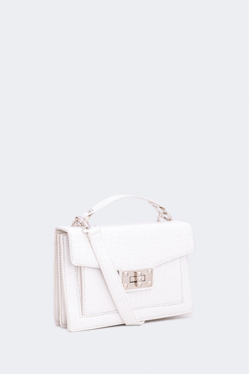 WOMAN White Woman Snakeskin Look Faux Leather Handbag