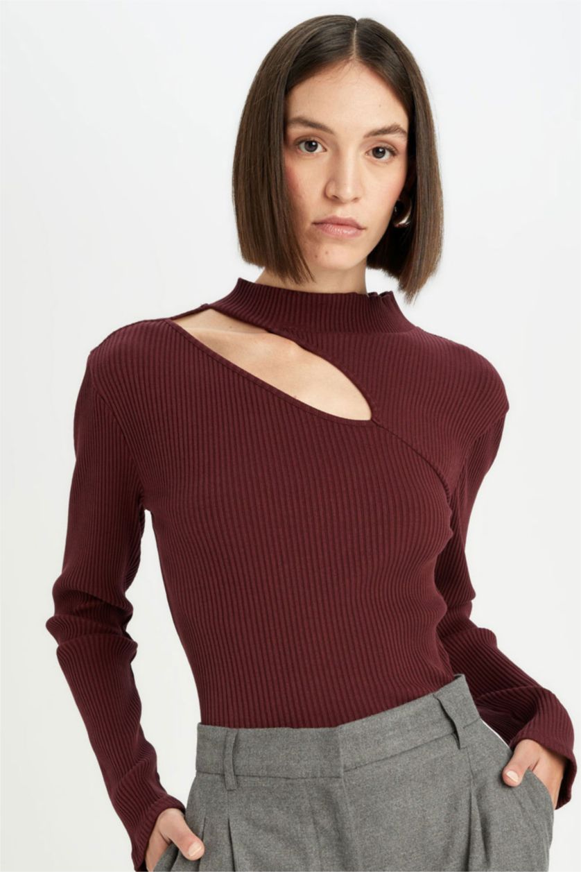 نساء خمري Slim Fit Camisole Long Sleeve T-Shirt