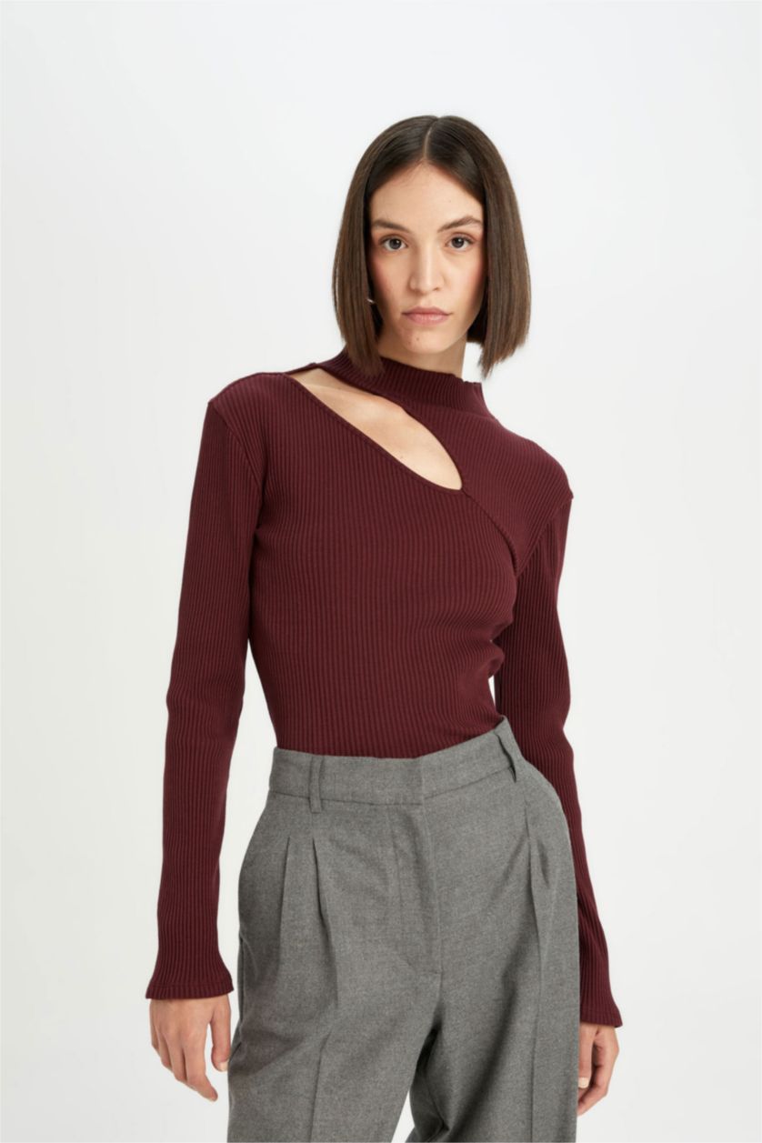 نساء خمري Slim Fit Camisole Long Sleeve T-Shirt