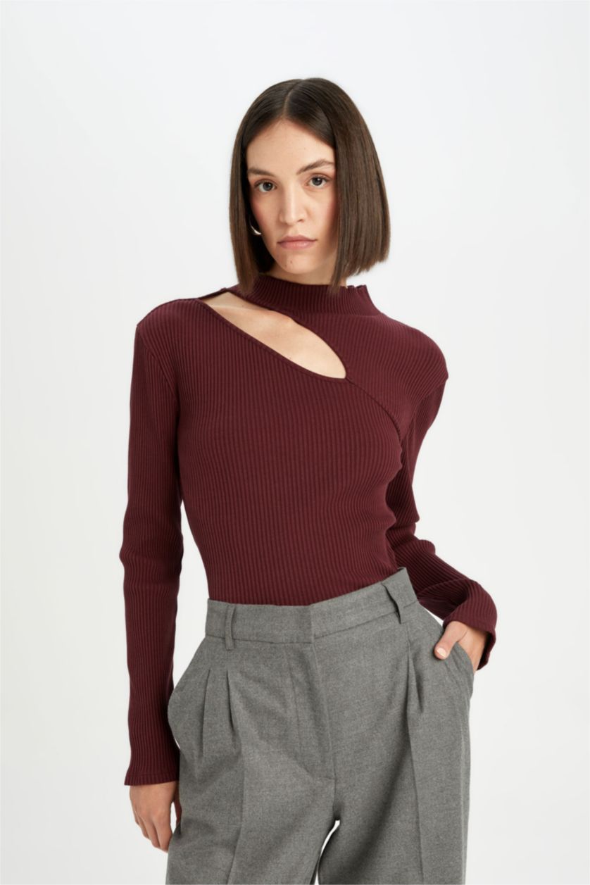 نساء خمري Slim Fit Camisole Long Sleeve T-Shirt