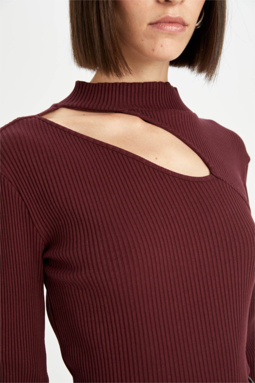 نساء خمري Slim Fit Camisole Long Sleeve T-Shirt