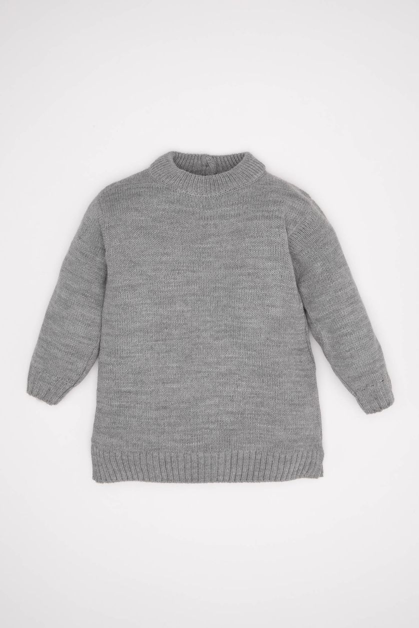 طفلة صغيرة ميلانج رمادي فستان بناتي قصة عادية ردن طويل