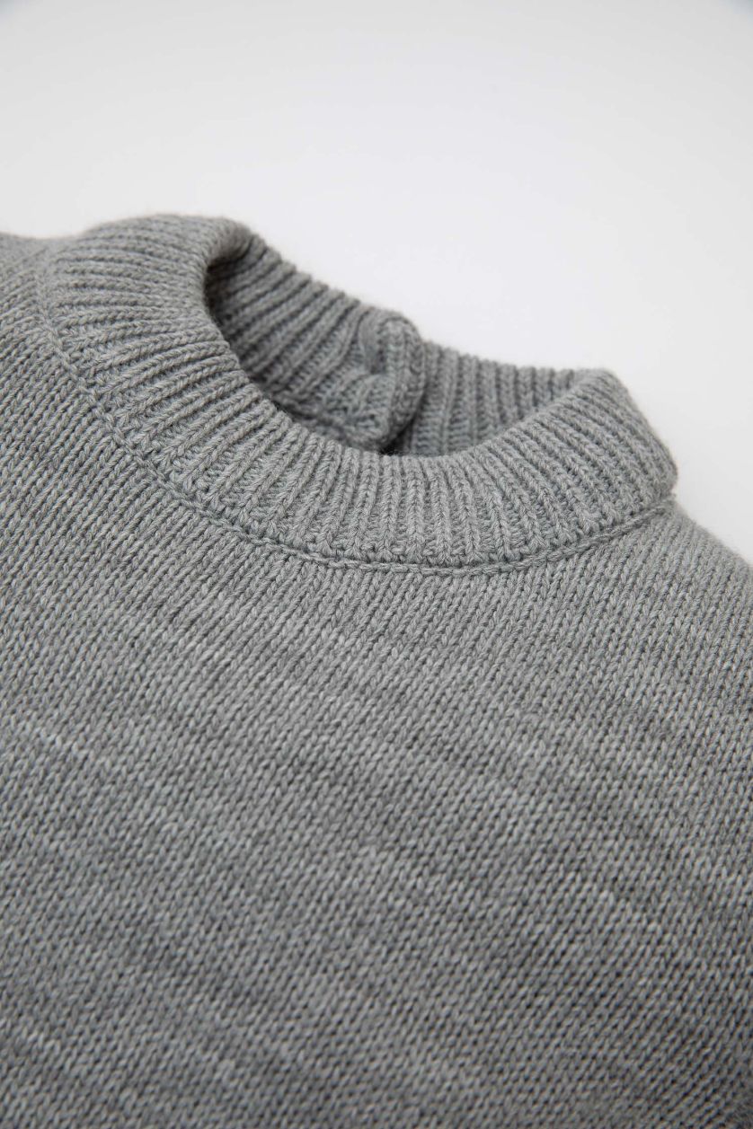 طفلة صغيرة ميلانج رمادي فستان بناتي قصة عادية ردن طويل