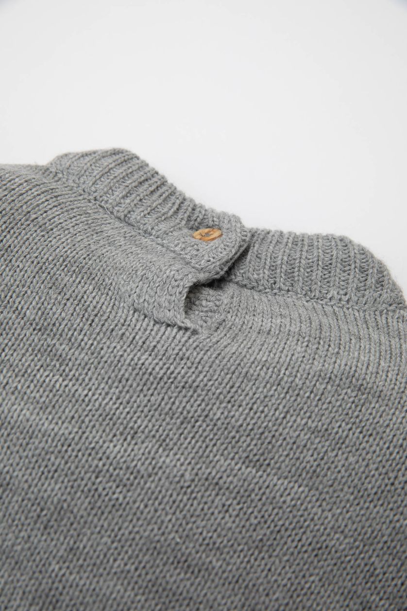 طفلة صغيرة ميلانج رمادي فستان بناتي قصة عادية ردن طويل