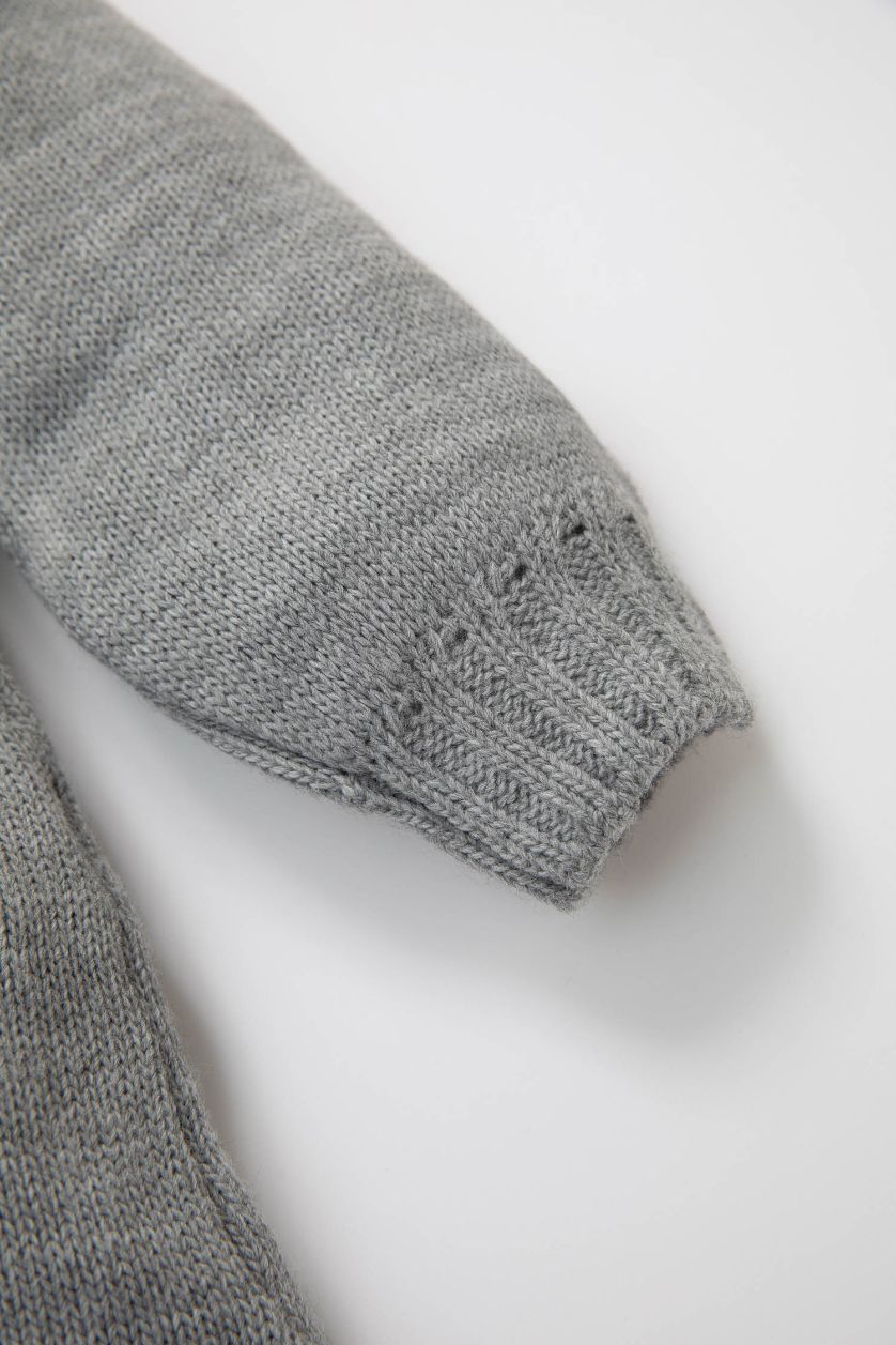 طفلة صغيرة ميلانج رمادي فستان بناتي قصة عادية ردن طويل