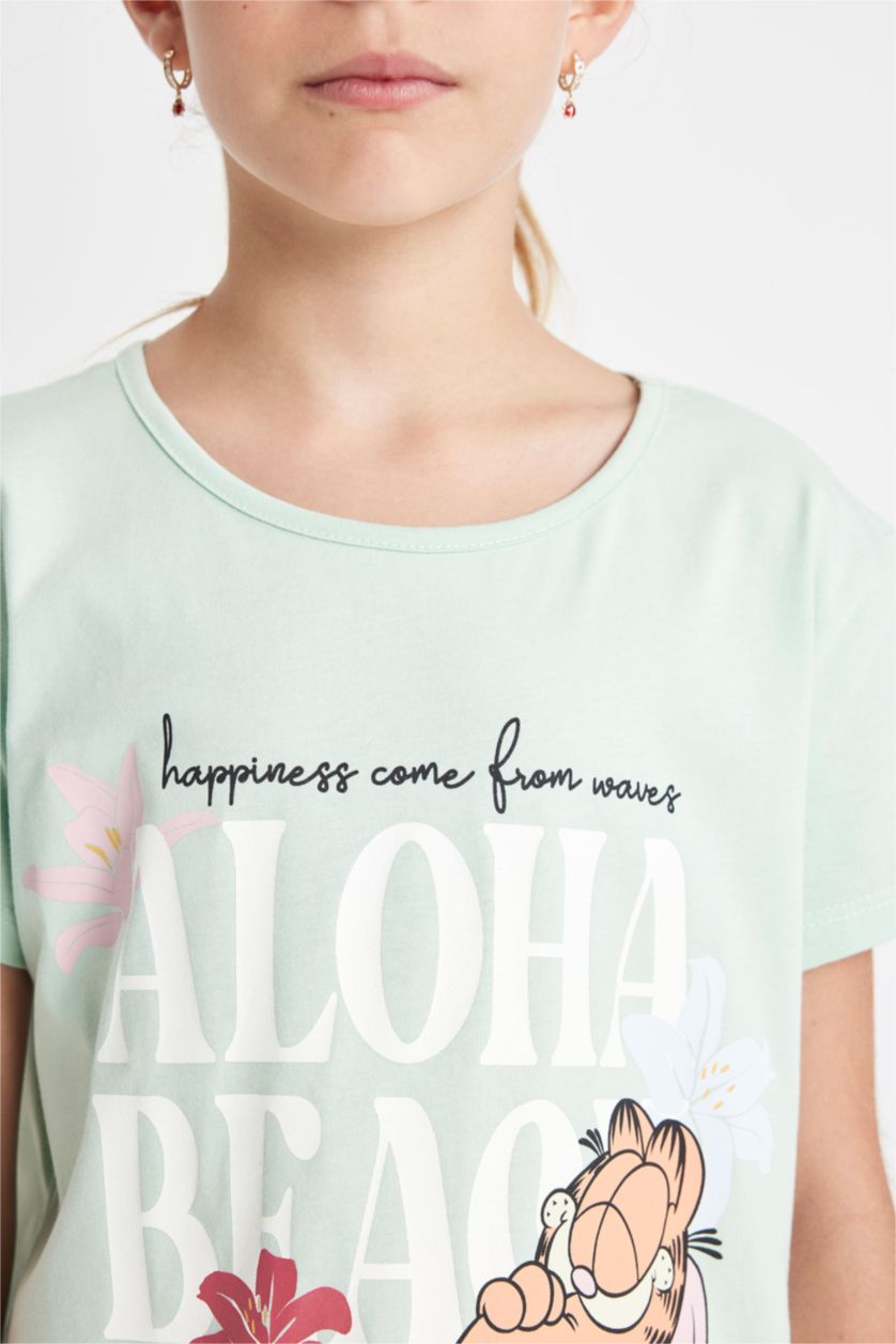 Kız Çocuk - Genç Kız Mint Kız Çocuk Garfield Pijama Takımı Kısa Kollu Üst Şort 