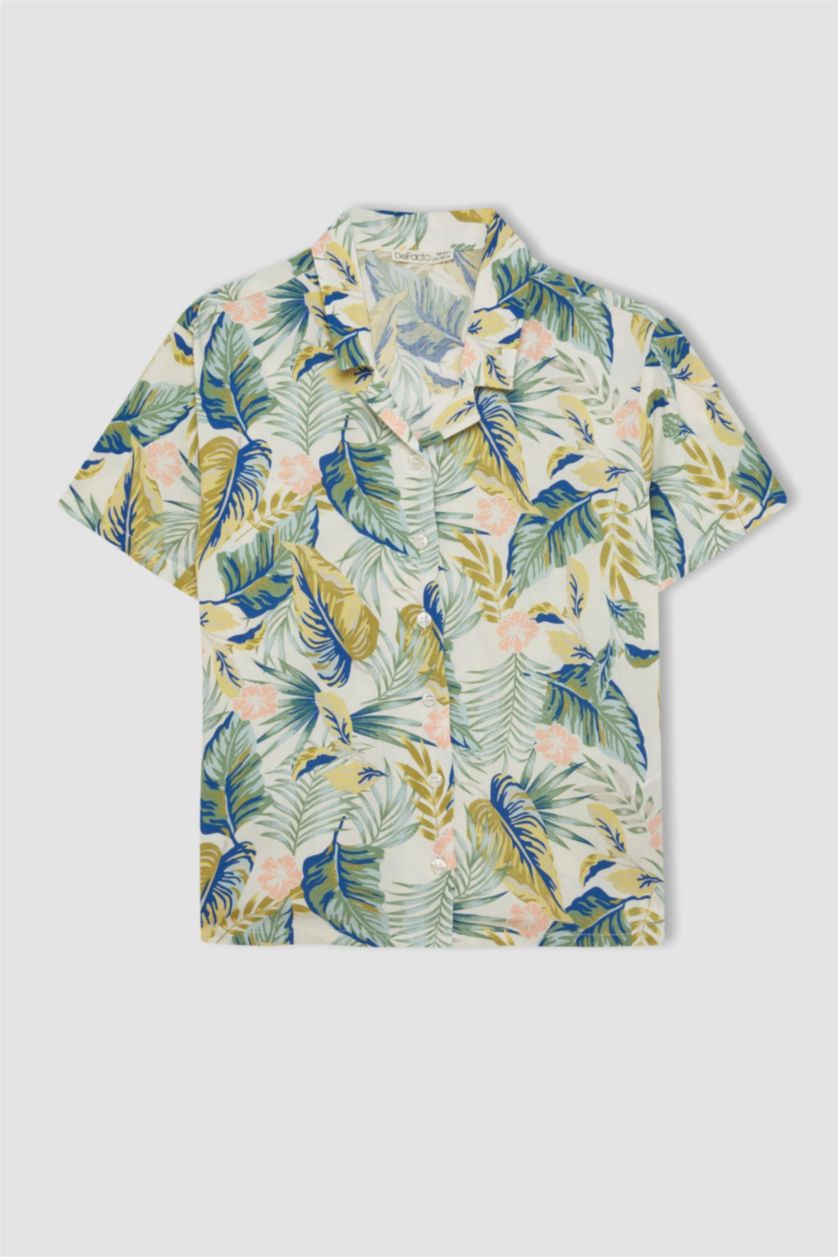 Kız Çocuk - Genç Kız Mint Pijama Takımı Standart Fit Desenli Kısa Kollu Üst Şort Kız Çocuk