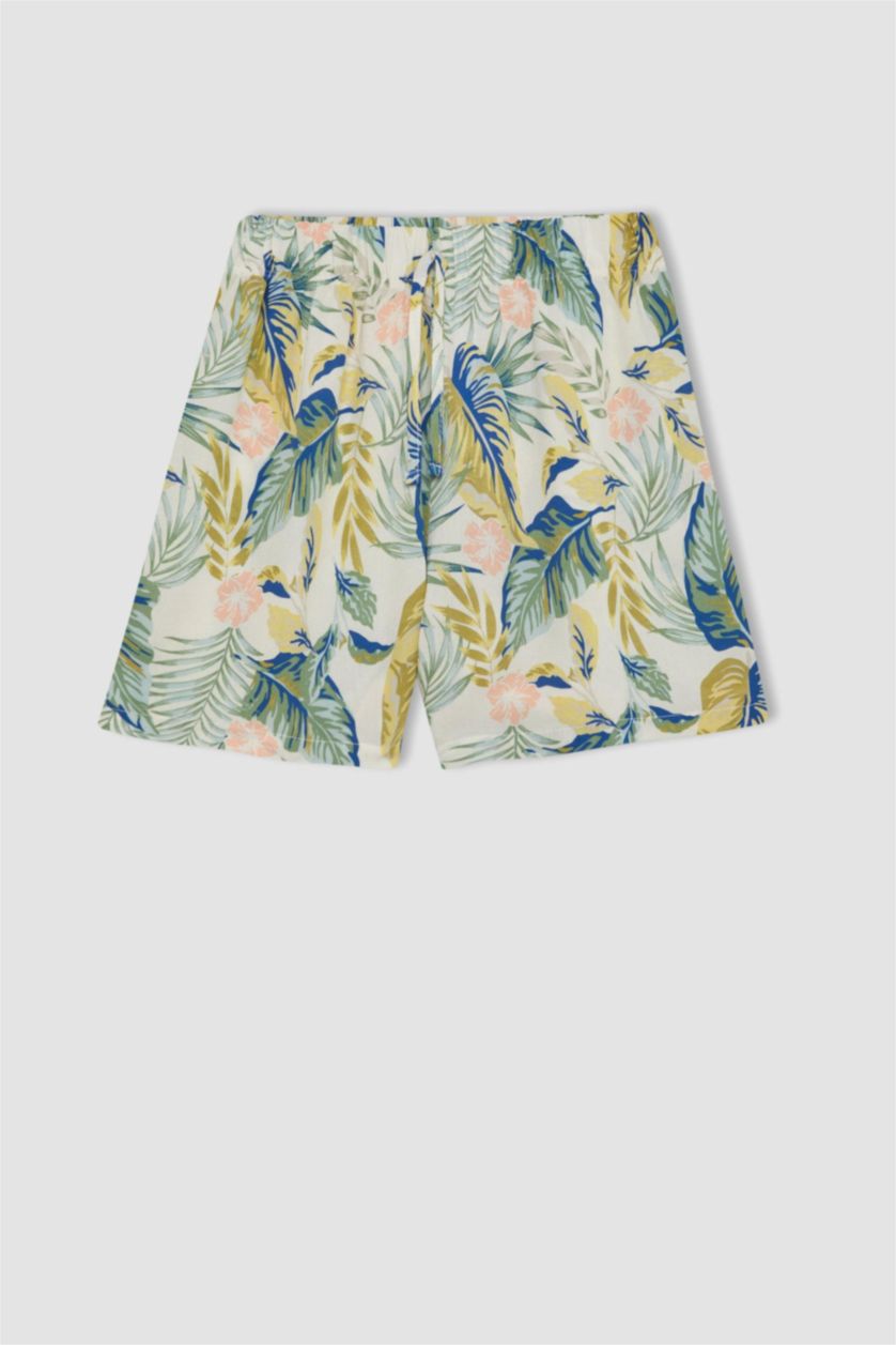 Kız Çocuk - Genç Kız Mint Pijama Takımı Standart Fit Desenli Kısa Kollu Üst Şort Kız Çocuk