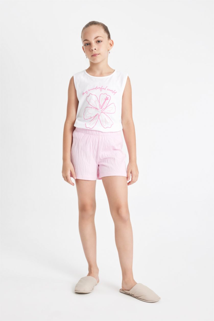 GIRLS & TEENS White Girl Printed Sleeveless 2 Piece Pajama Set