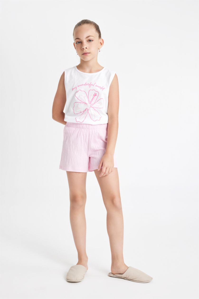 GIRLS & TEENS White Girl Printed Sleeveless 2 Piece Pajama Set