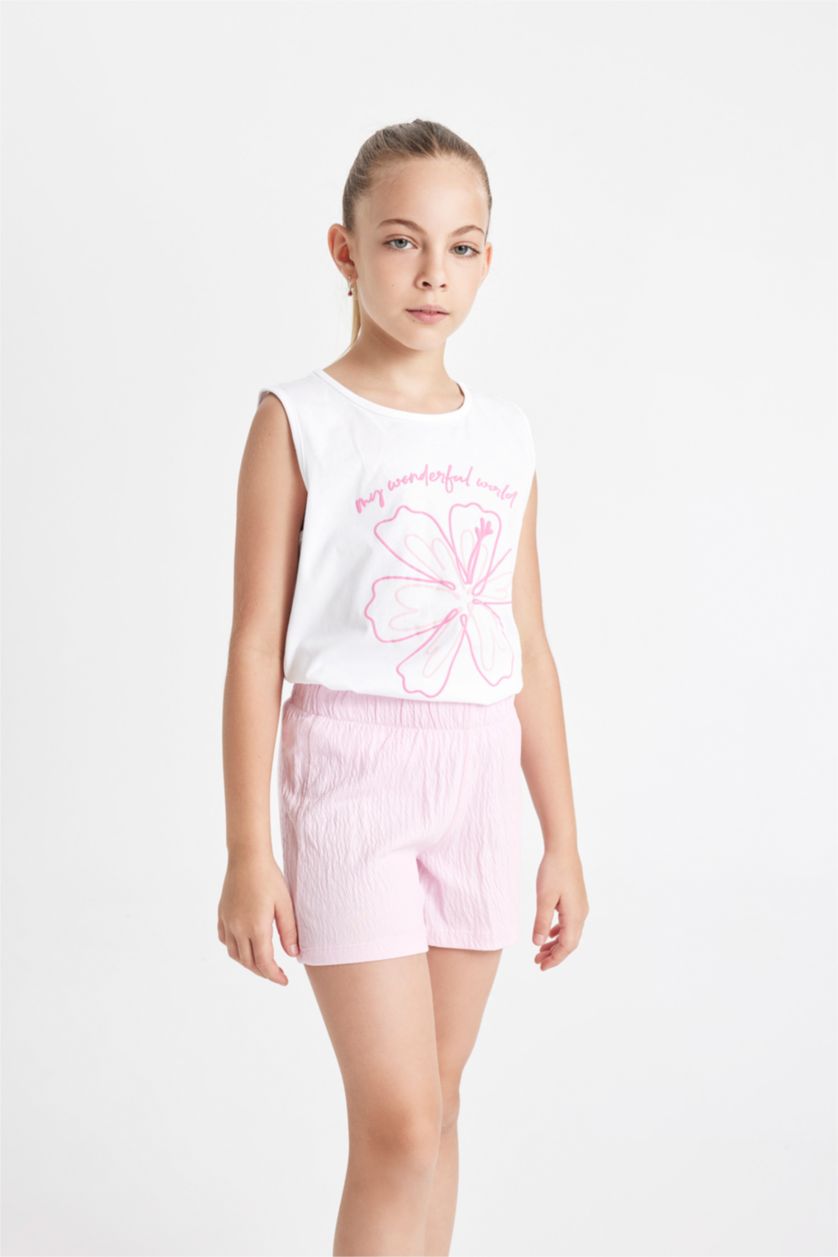 GIRLS & TEENS White Girl Printed Sleeveless 2 Piece Pajama Set