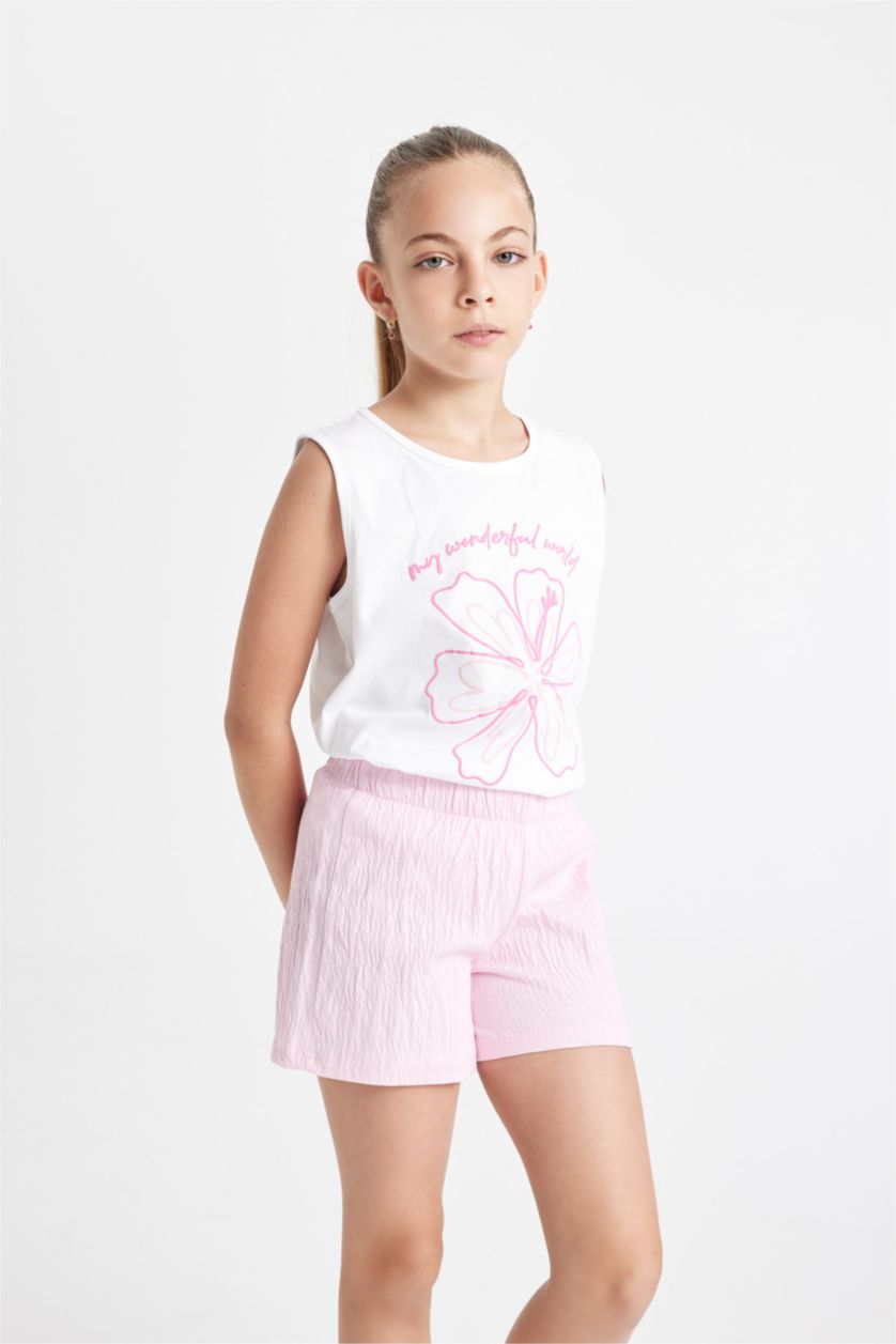 GIRLS & TEENS White Girl Printed Sleeveless 2 Piece Pajama Set