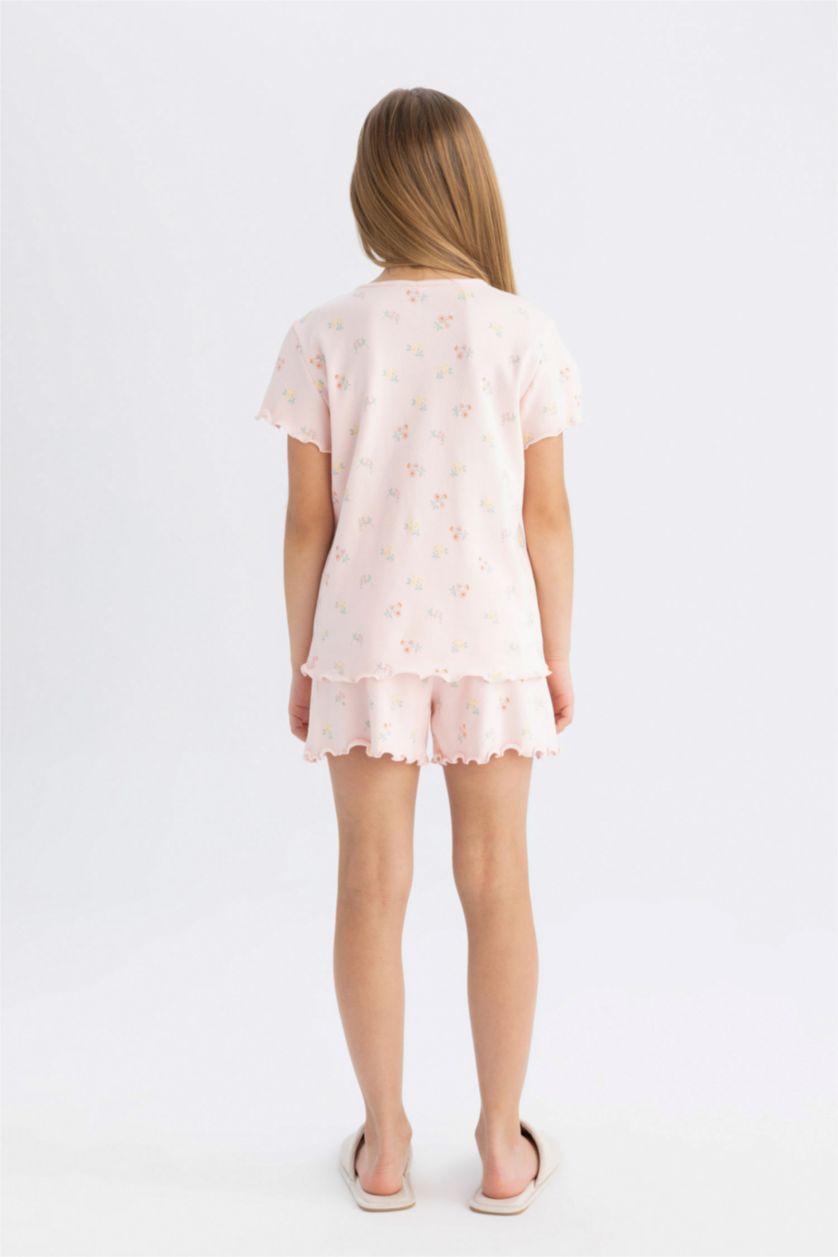 GIRLS & TEENS Light Pink Girl Patterned Ribbed Camisole 2 Piece Pajama Set