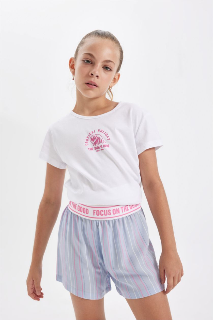 GIRLS & TEENS White طقم بيجاما قصة عادية