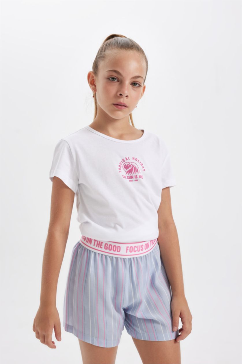 GIRLS & TEENS White طقم بيجاما قصة عادية