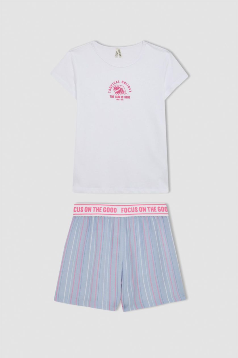 GIRLS & TEENS White طقم بيجاما قصة عادية