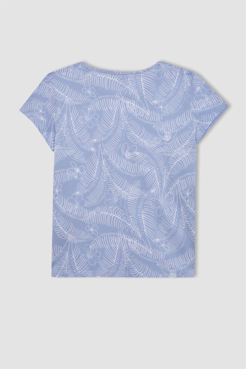 FILLES Bleu Ensemble Pyjama Short et T-Shirt à Manches Courtes à Motif pour Fille