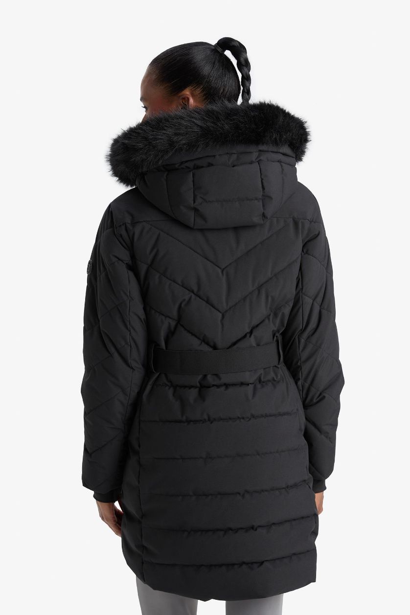 Kadın Siyah Su İtici Regular Fit Kapüşonlu Parka Mont