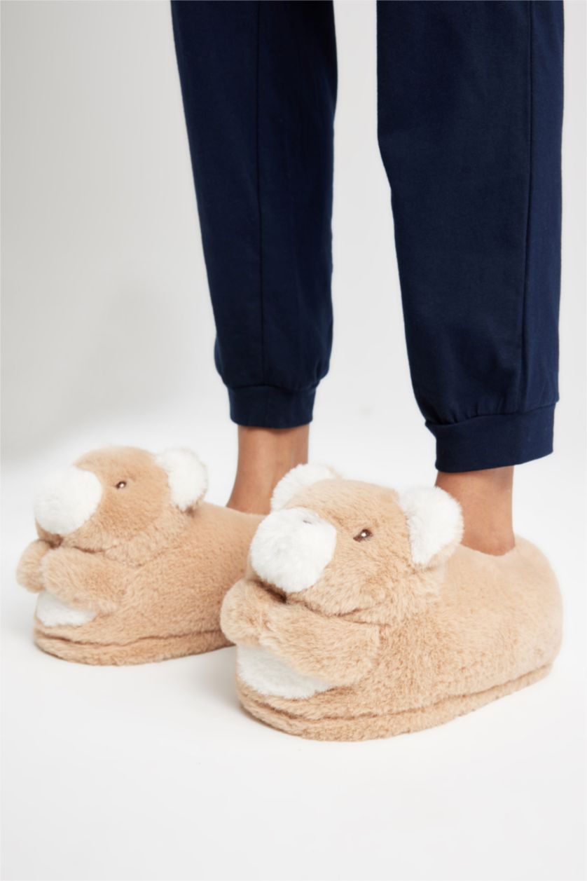 FEMME Beige Pantoufles à Semelle Plate pour Femme