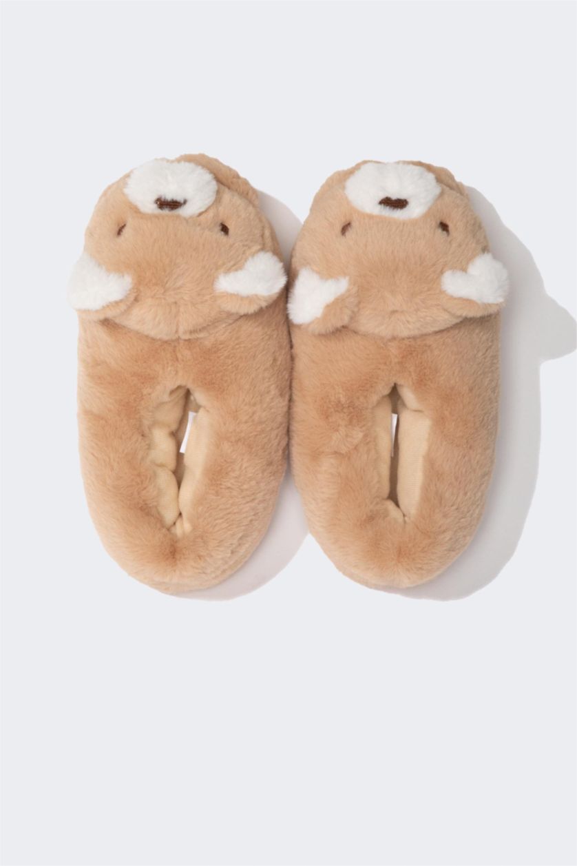 FEMME Beige Pantoufles à Semelle Plate pour Femme