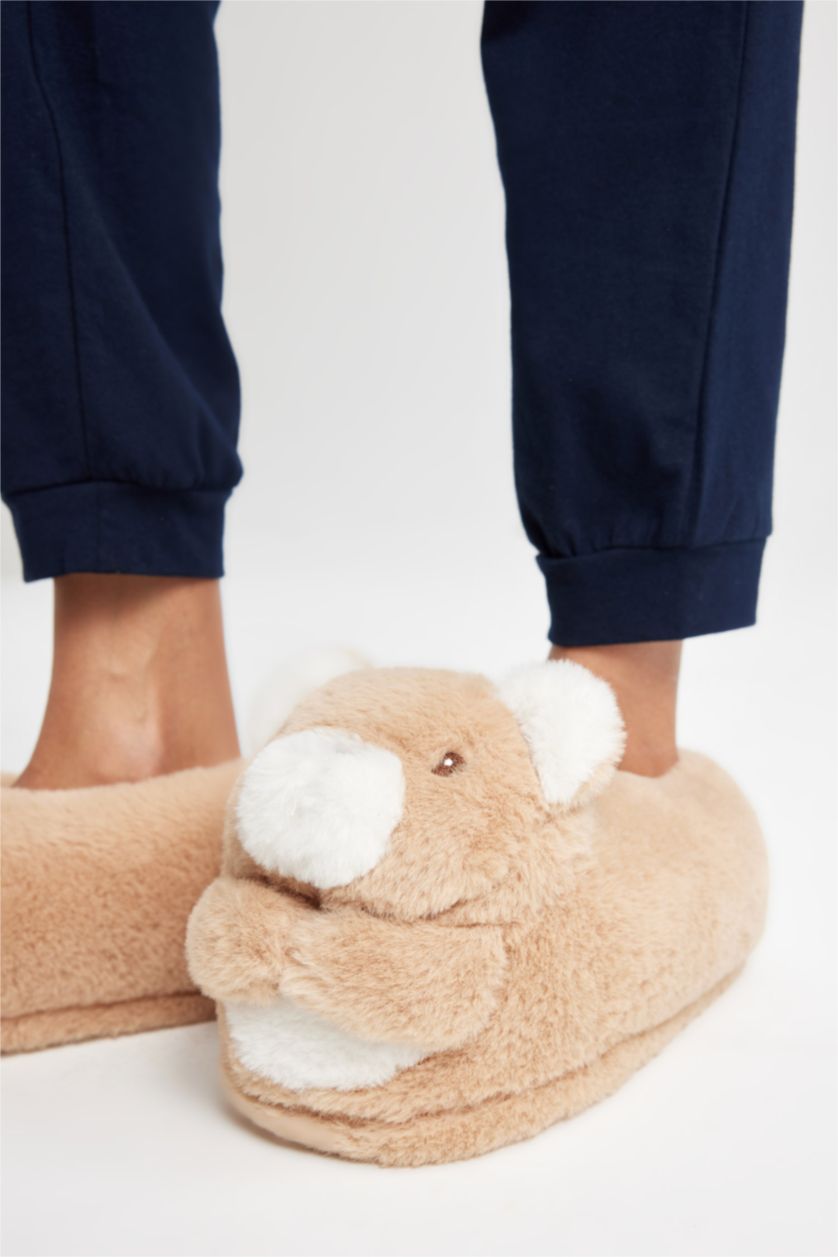 FEMME Beige Pantoufles à Semelle Plate pour Femme