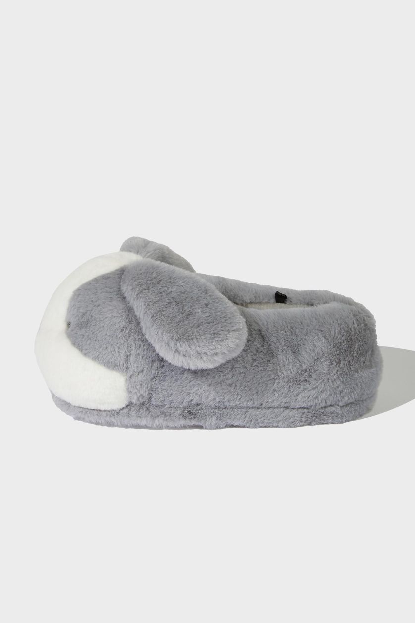 WOMAN Grey Woman Flat Sole Bunny Themed Home Slippers