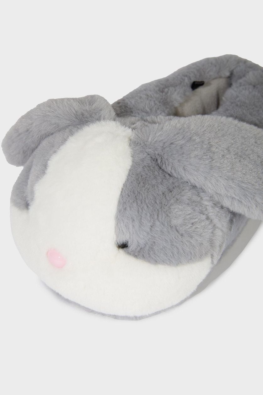 WOMAN Grey Woman Flat Sole Bunny Themed Home Slippers