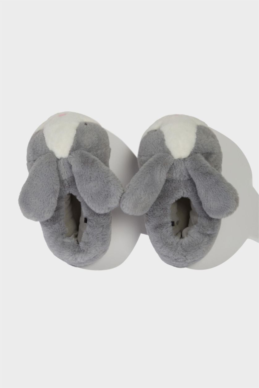 WOMAN Grey Woman Flat Sole Bunny Themed Home Slippers