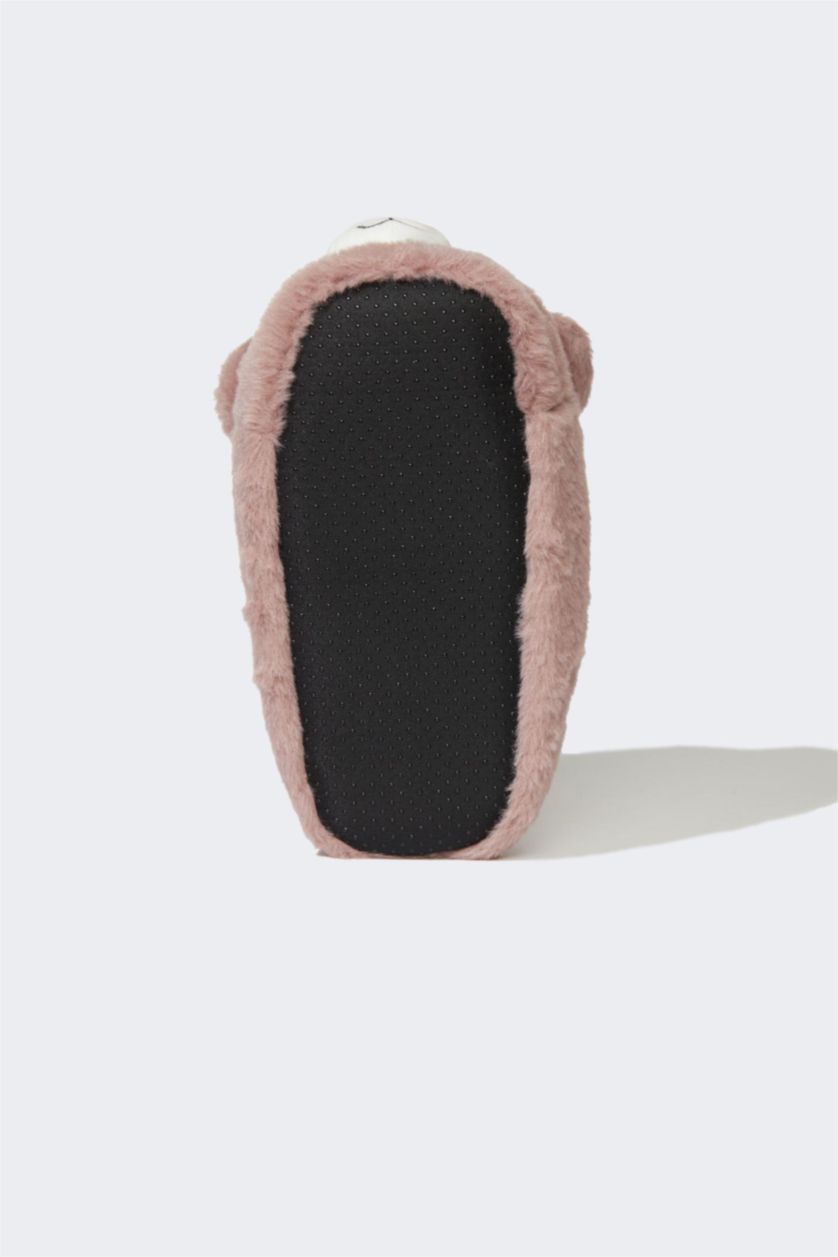WOMAN Dark Rose Woman Teddy Bear Themed Plush Slippers