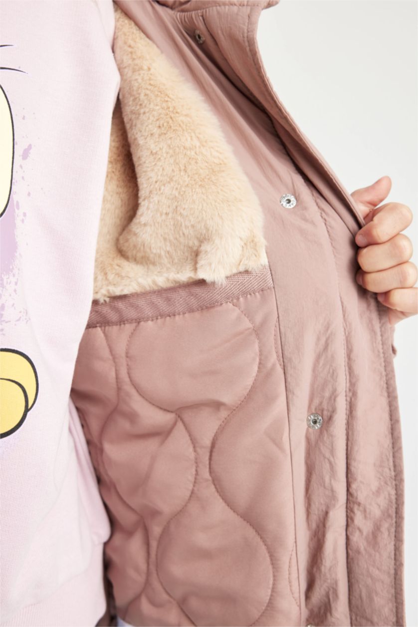 Девочки и подростки Розовый Куртка  с капюшоном с искусственным мехом для девочек