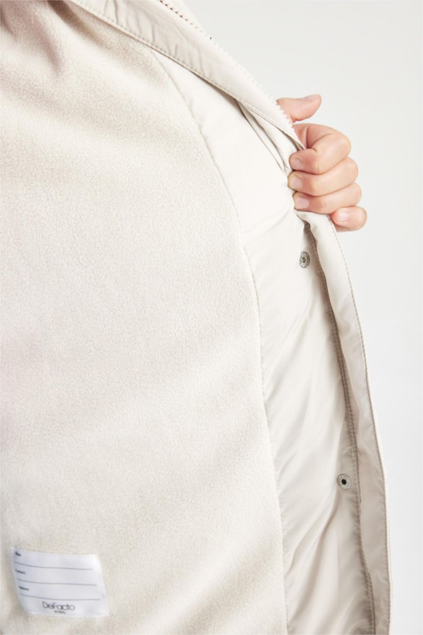 FILLES Beige Manteau Doudoune à Capuche Oversize imperméable avec doublure en polaire pour Fille