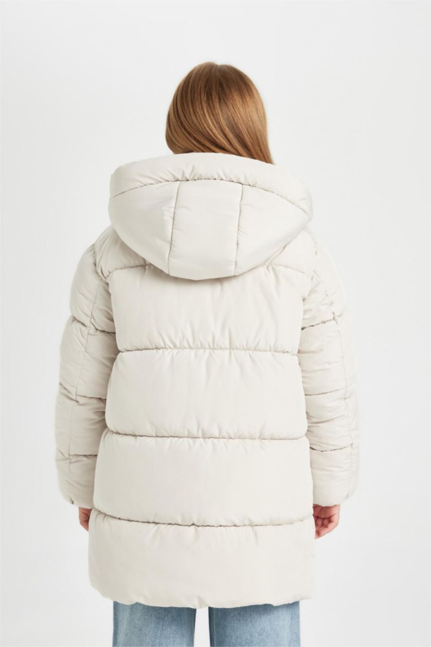 FILLES Beige Manteau Doudoune à Capuche Oversize imperméable avec doublure en polaire pour Fille