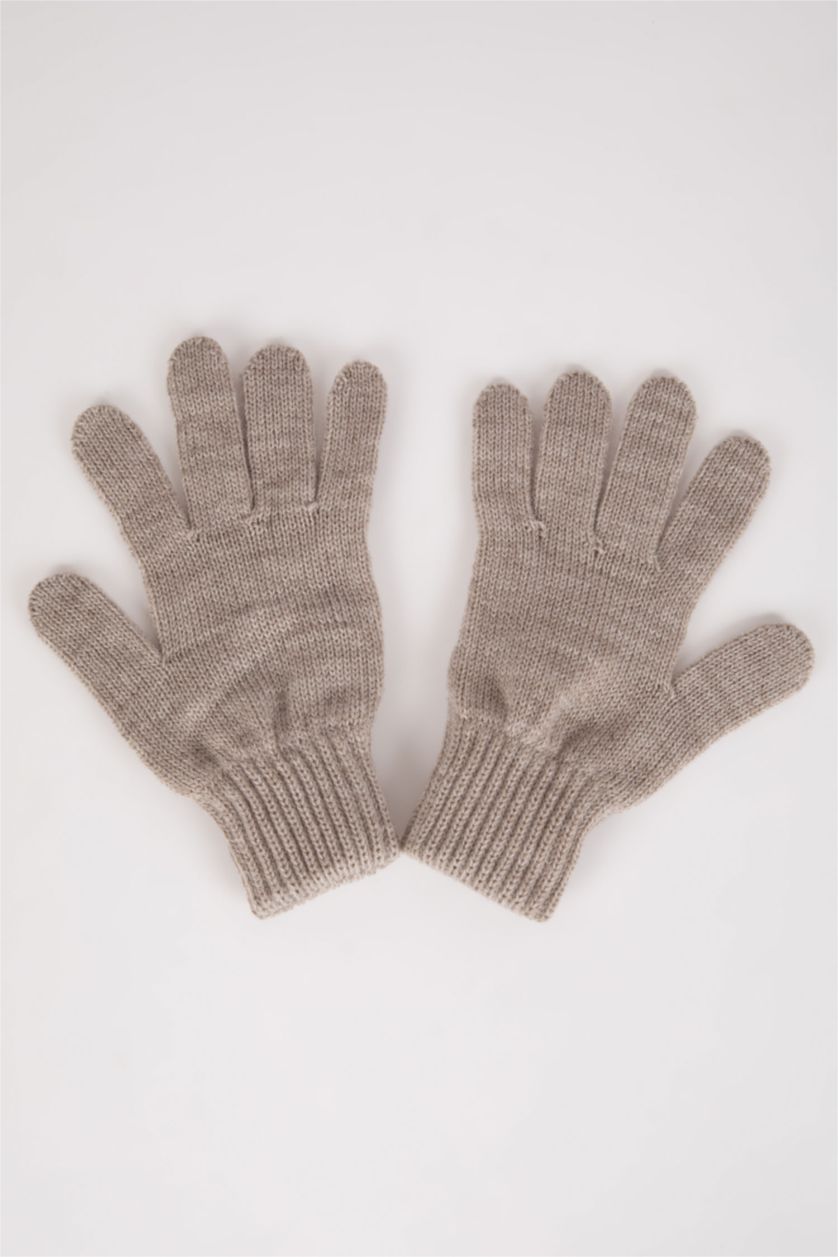 Erkek Çocuk - Genç Erkek Bej Erkek Çocuk 3'lü Triko Atkı Bere Eldiven Takım