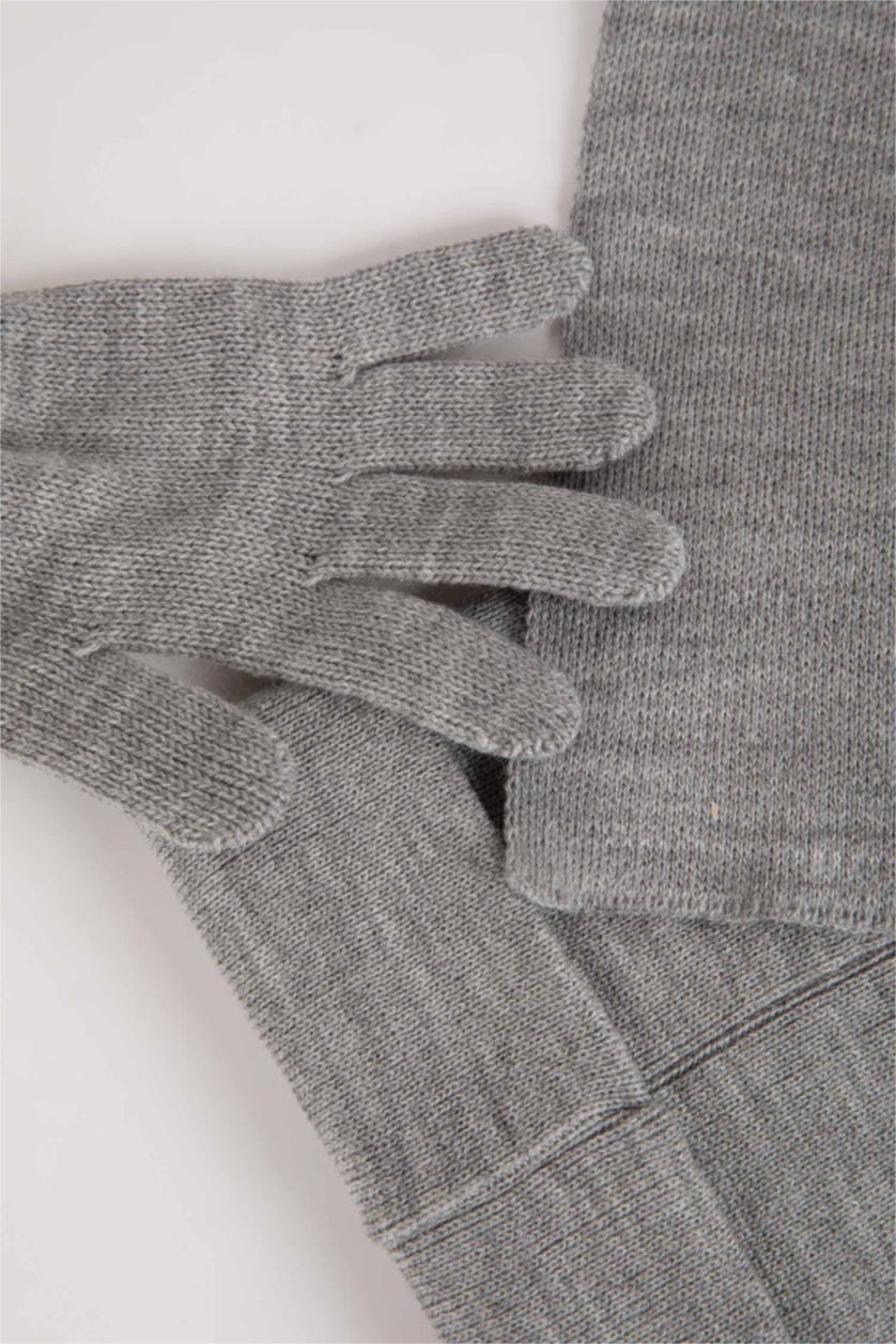 Мальчики и подростки Серый Комплект из 3-х вещей шапка шарф и перчатки для мальчиков