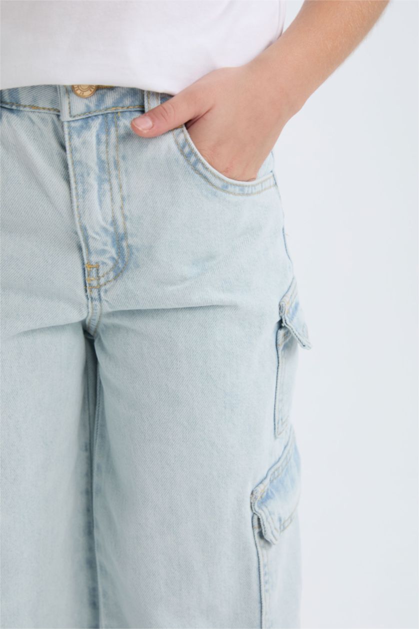 FILLES Bleu Pantalon Cargo large pour Fille