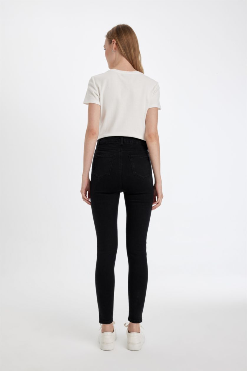 Kadın Antrasit Yüksek Bel Bilek Boy Jean Pantolon